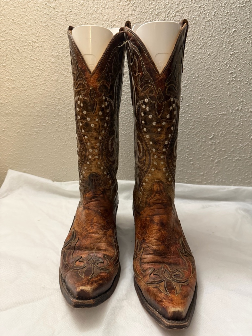 Old Gringo Tan Embroidered Leather Cowboy Boots, pre-owned, Sz7 - Picture 14 of 16